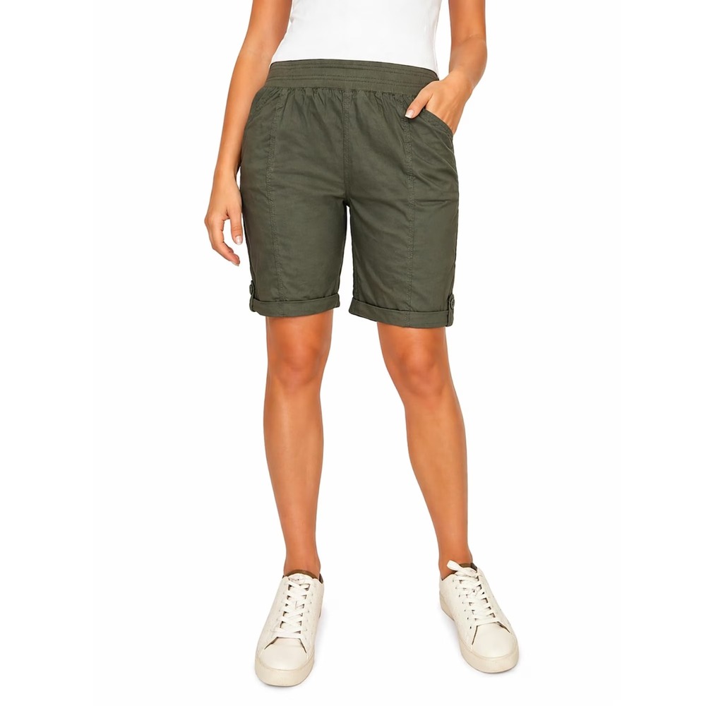 Briggs Womens Pull On Bermuda Shorts with Pockets Green XL 1957964